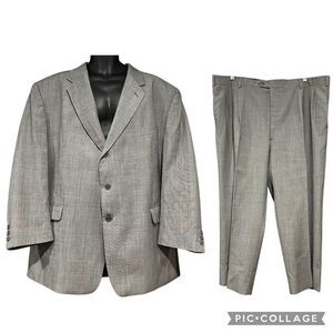 Calvin Gray Tattersall Suit Jacket Pants Men’s 50R 46W